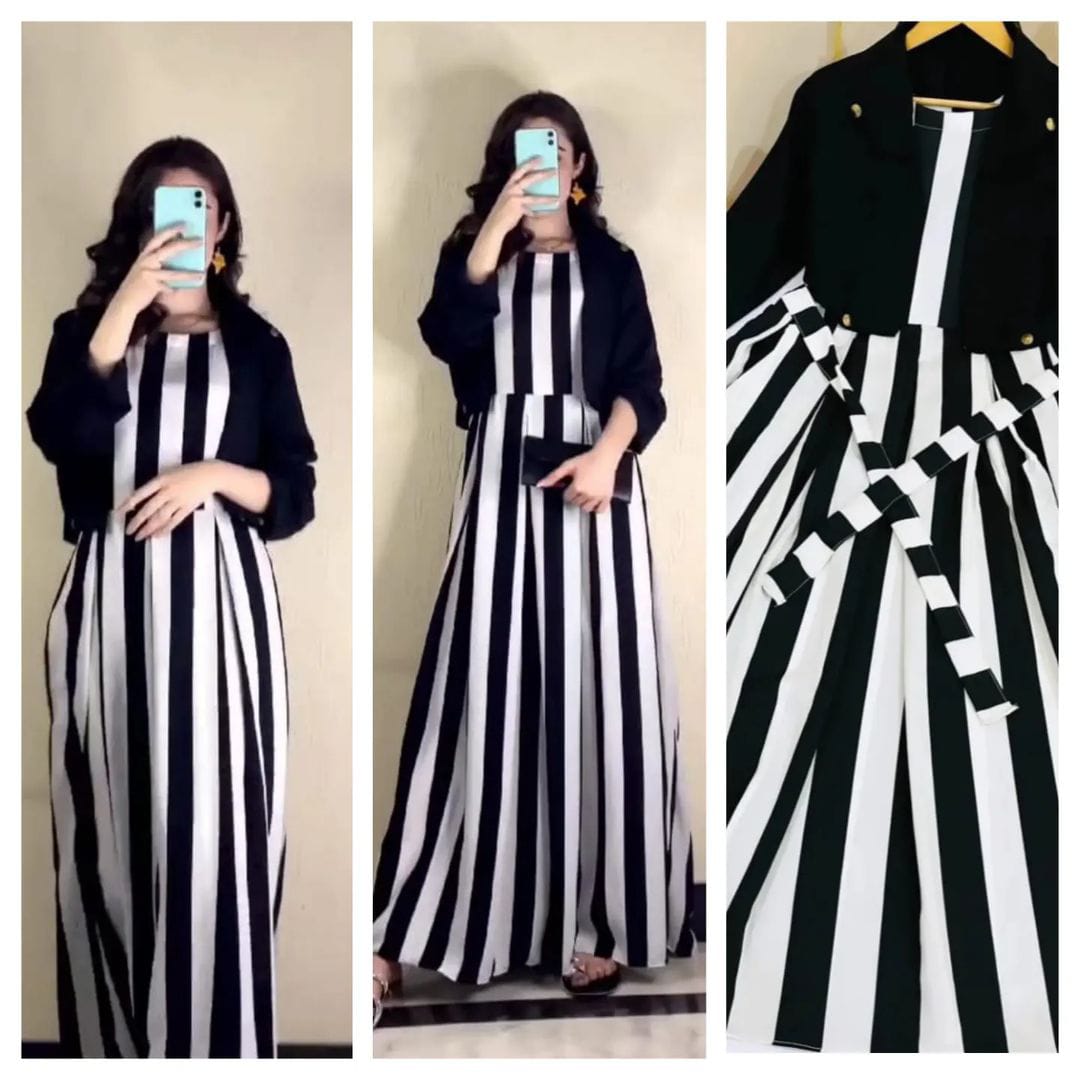 Lining print 2 piece article most trending