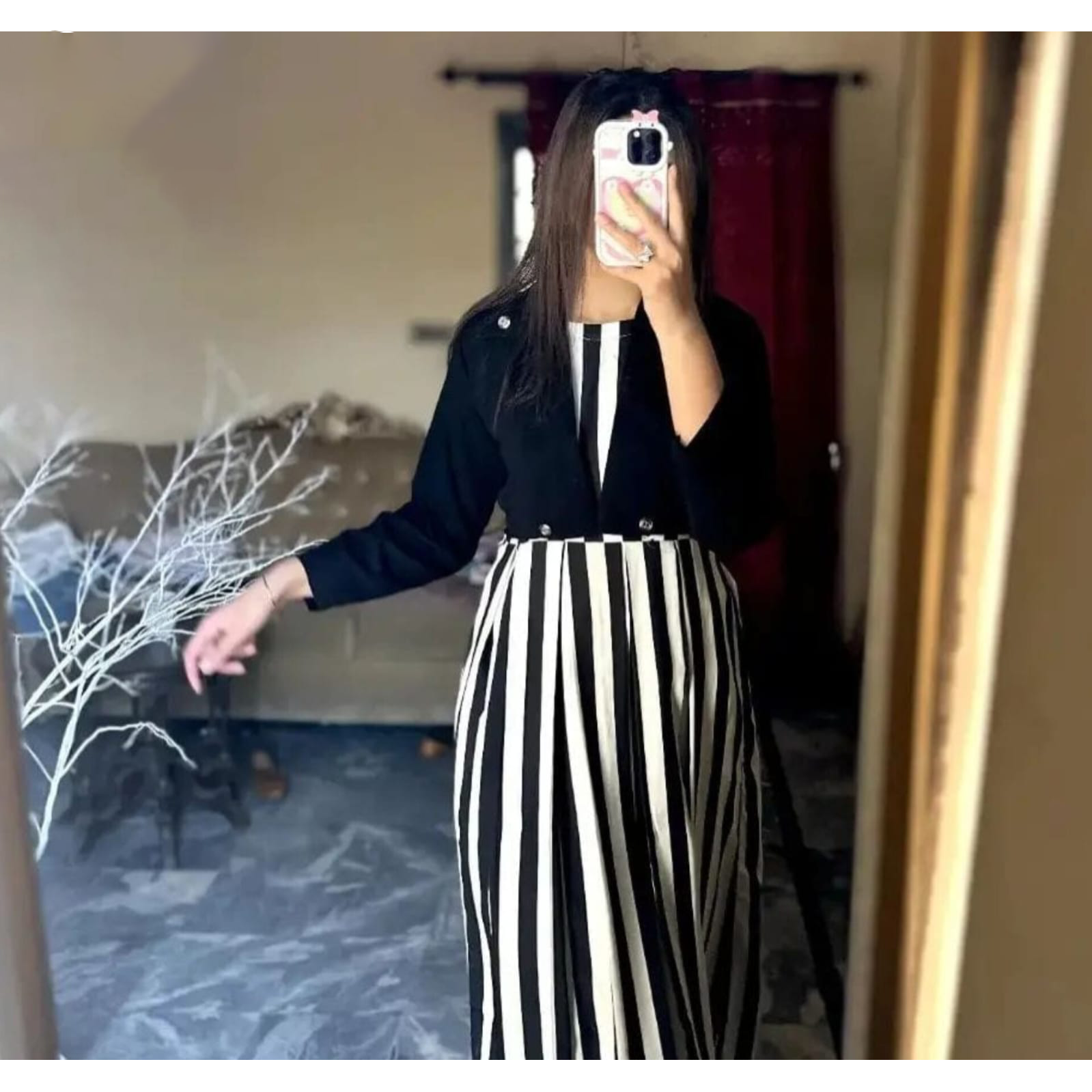 Lining print 2 piece article most trending