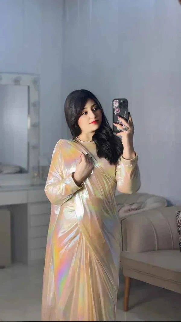 Rainbow Moonlight Saree Stitched By Aabirah Boutique
