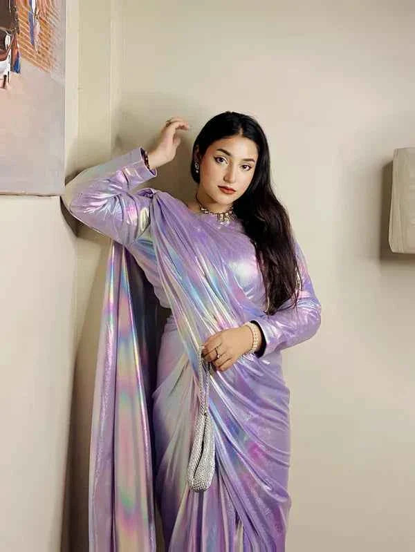 Rainbow Moonlight Saree Stitched By Aabirah Boutique