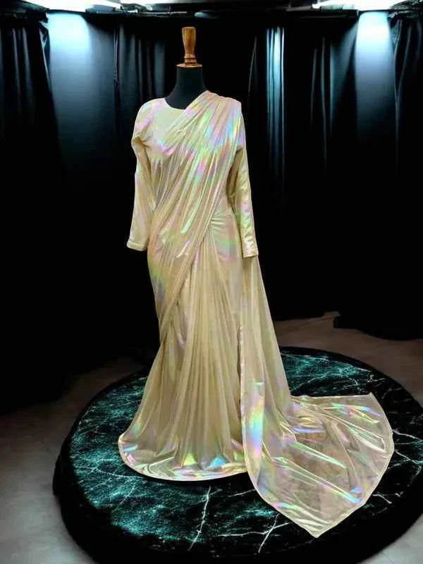 Rainbow Moonlight Saree Stitched By Aabirah Boutique