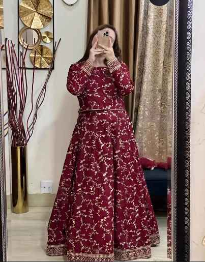 Embroidered Lehenga With Potli Bag