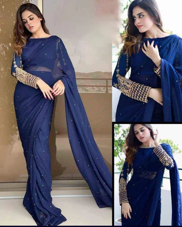 pearls saaree