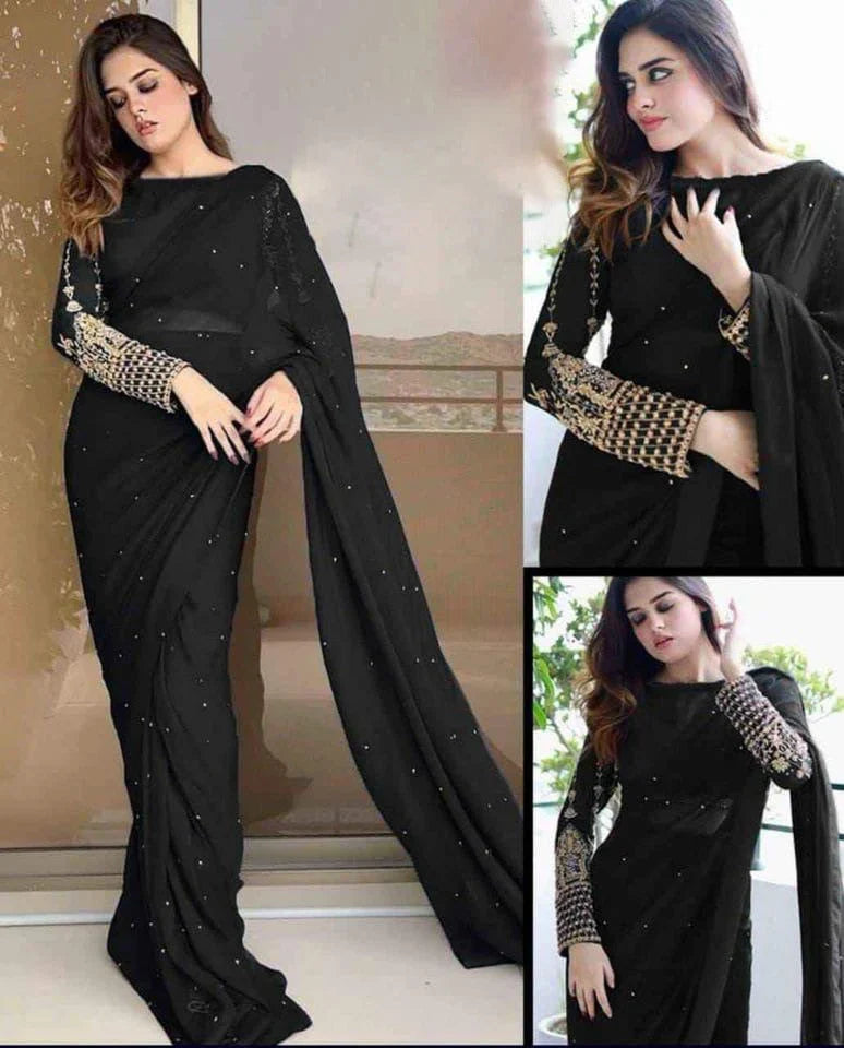 pearls saaree