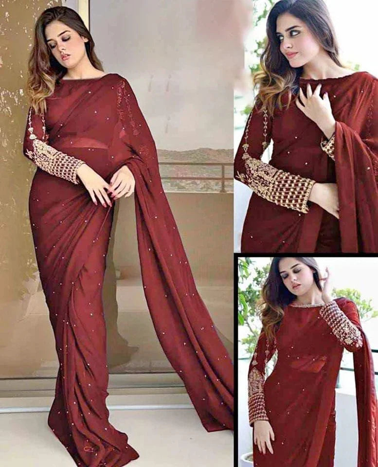pearls saaree