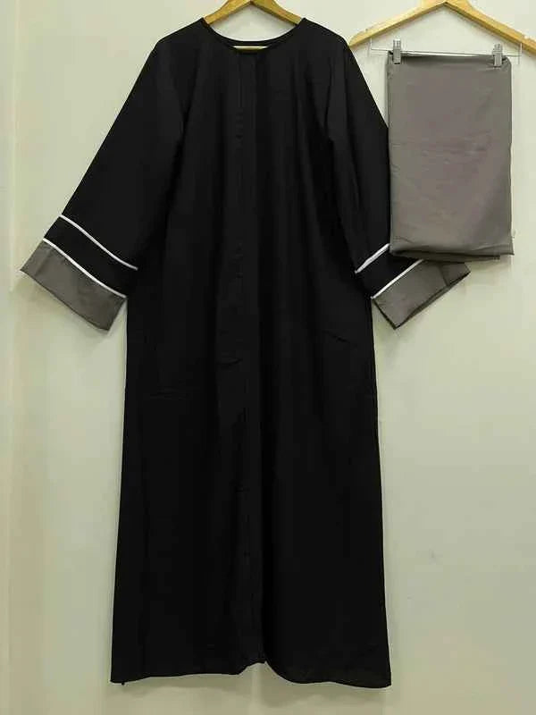 Black Contrast Abaya With Stroller