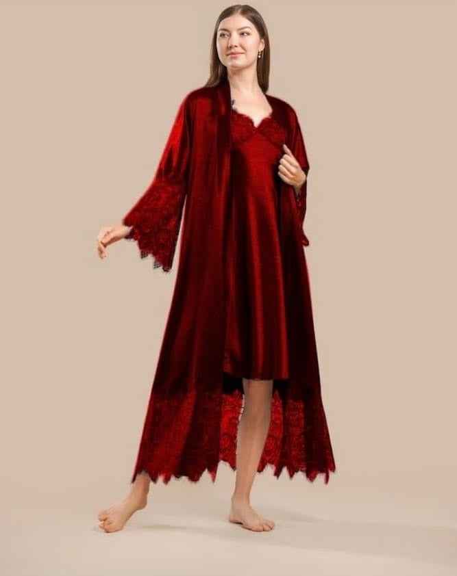 3Pcs Exclusive Long Bridal Night Set