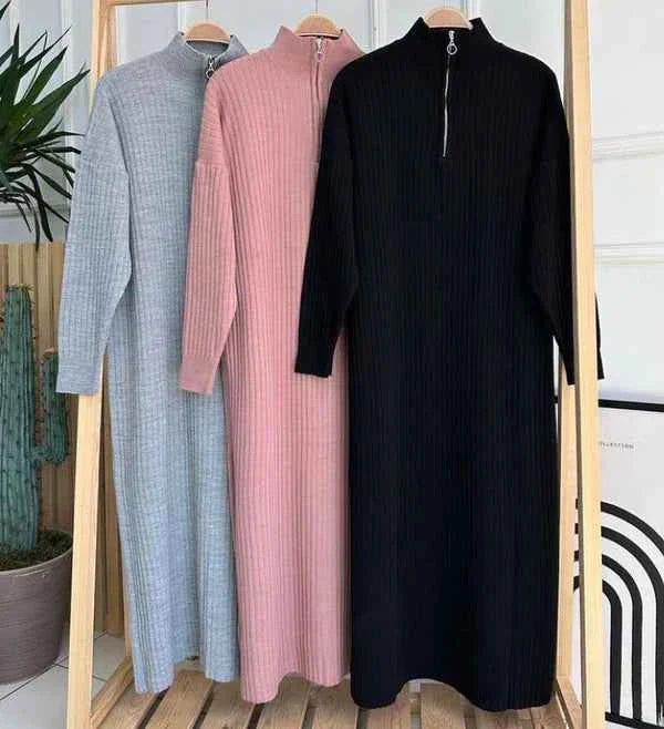 Zip Long Bodycone Winter Dress