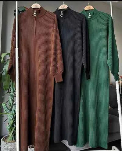 Zip Long Bodycone Winter Dress