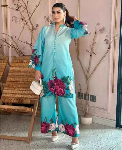 Jasmine Printed Silk Cord Set 2Pcs