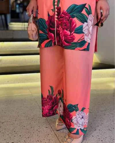 Jasmine Printed Silk Cord Set 2Pcs