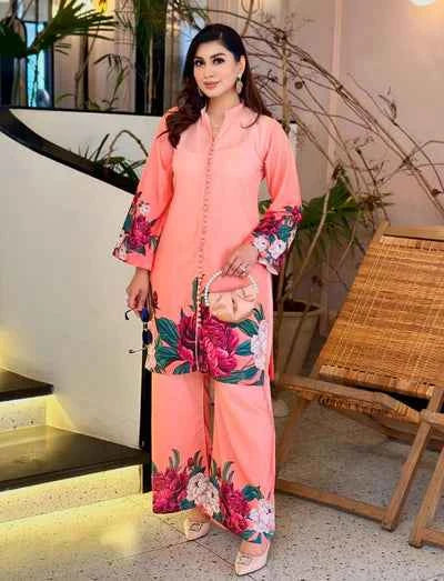 Jasmine Printed Silk Cord Set 2Pcs