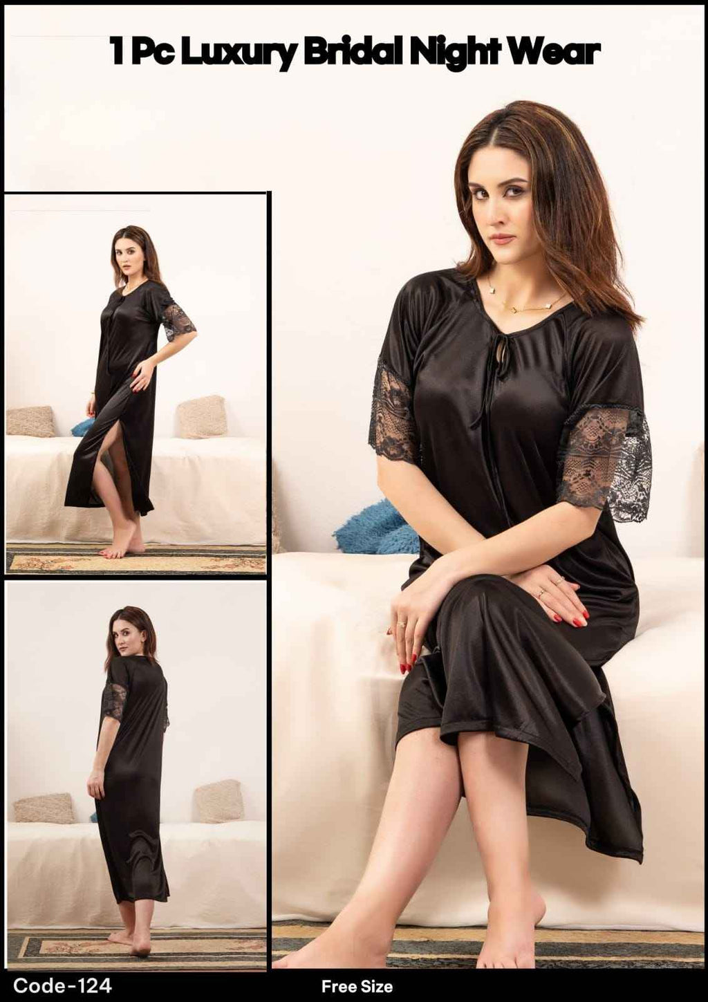 1Pcs Luxury Bridal Nightwear | Long Nighty 1Pcs