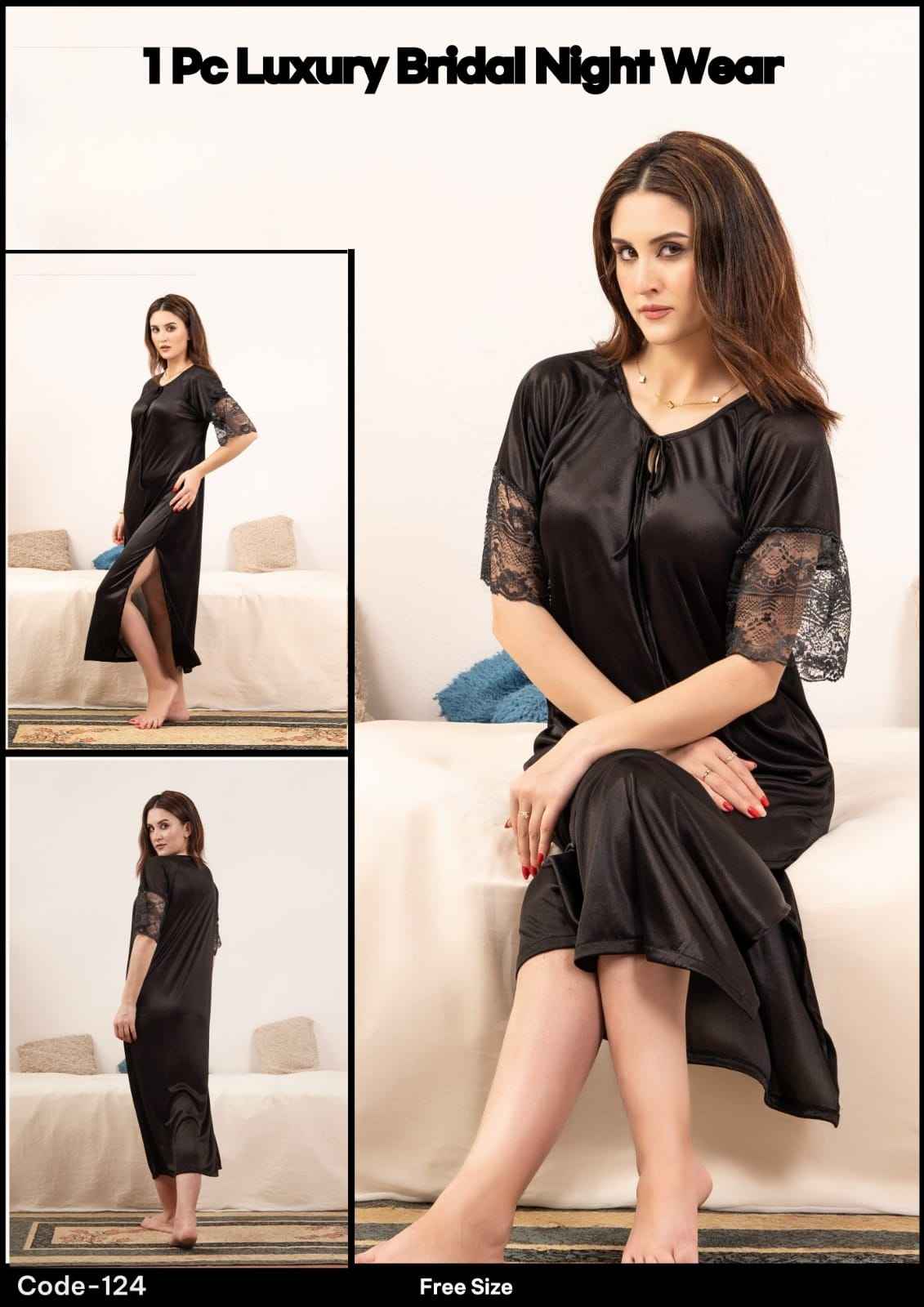 1Pcs Luxury Bridal Nightwear | Long Nighty 1Pcs