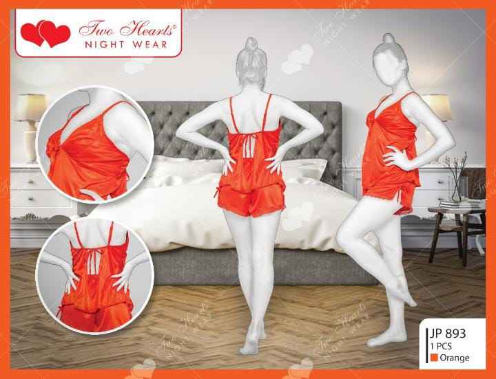 Two Hearts 2Pcs Silk Nightwear & Lingerie For Girls & Women - camisole