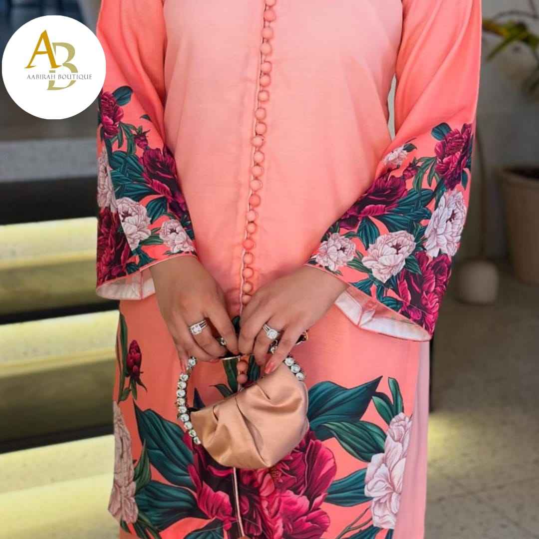Jasmine Printed Silk Cord Set 2Pcs