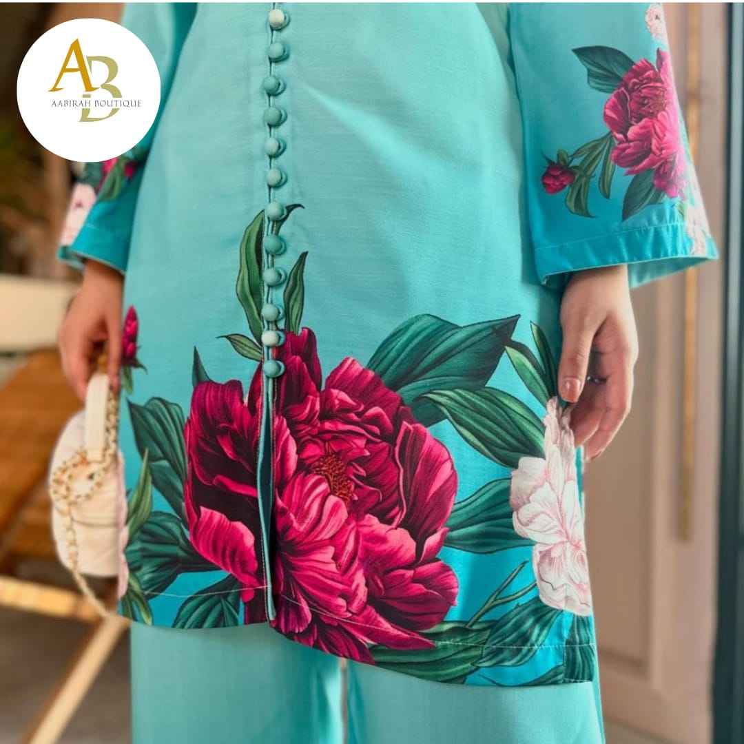 Jasmine Printed Silk Cord Set 2Pcs