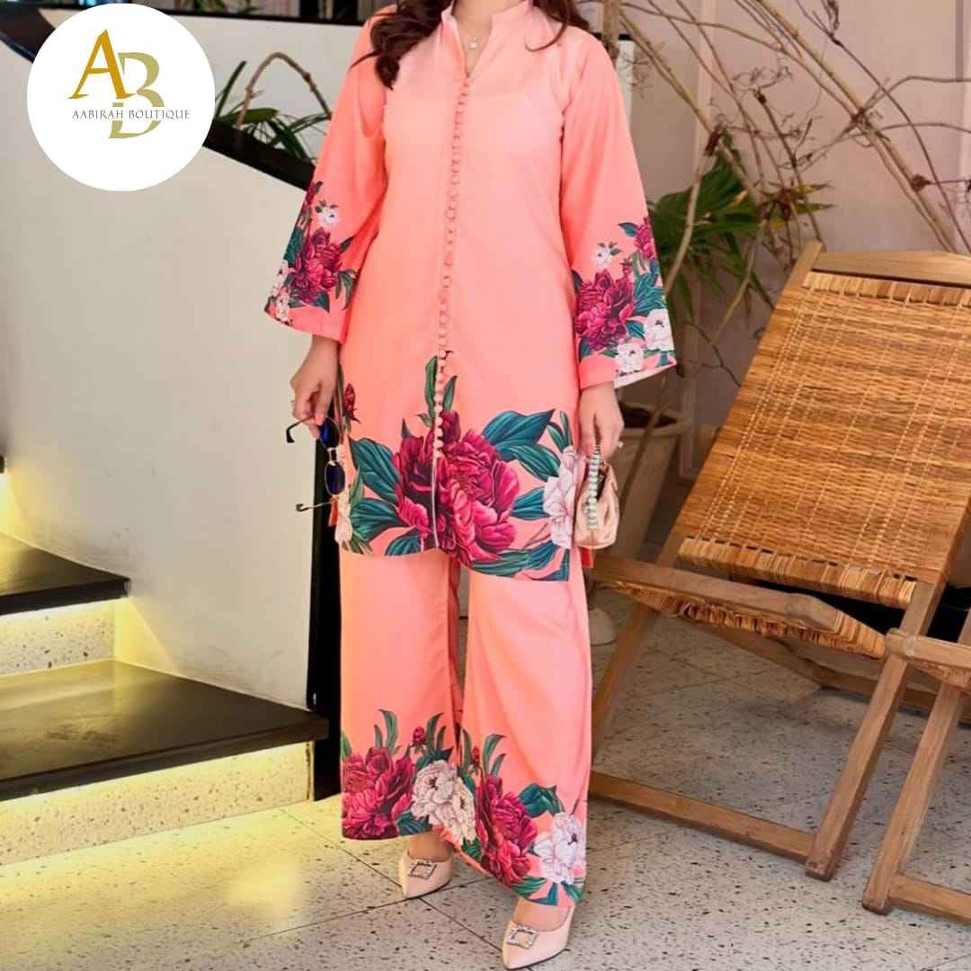 Jasmine Printed Silk Cord Set 2Pcs