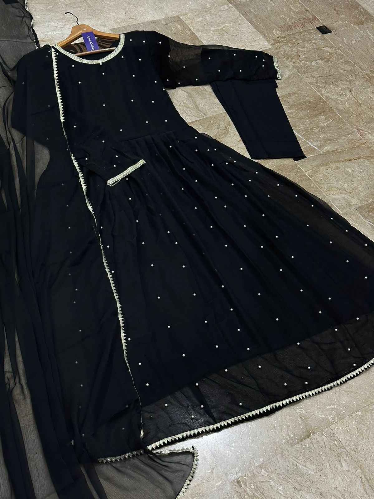Pearls Maxi With Trouser And Dupatta 3Pcs