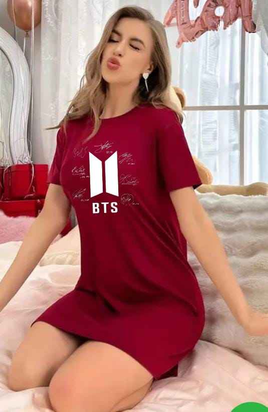 Women's Maroon Long T-Shirt - Soft & Stylish Nightwear