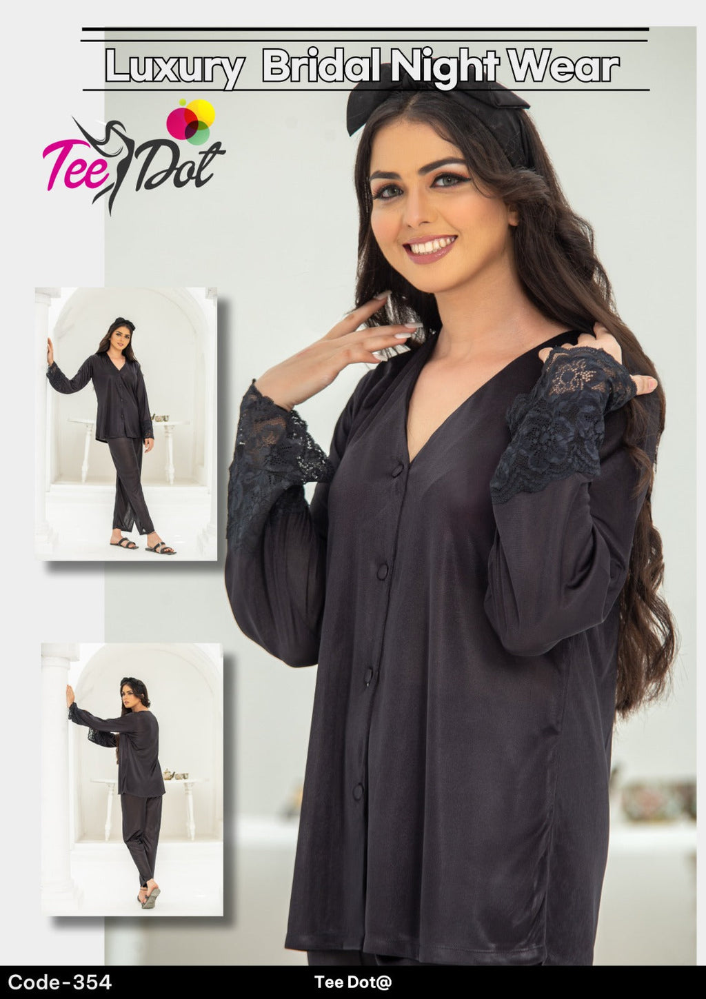 Midnight Ease Lounge Set – Buttoned Top & Trousers | style 354 - Aabirah Boutique