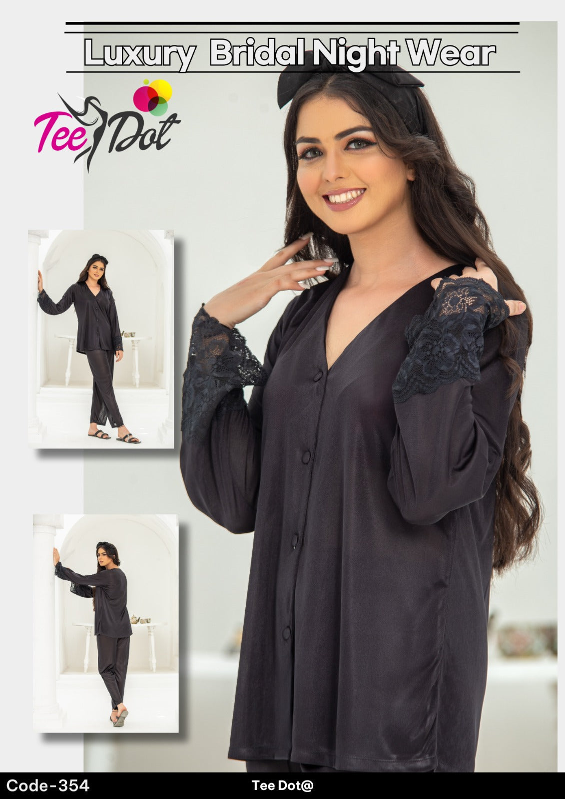 Midnight Ease Lounge Set – Buttoned Top & Trousers | style 354 - Aabirah Boutique
