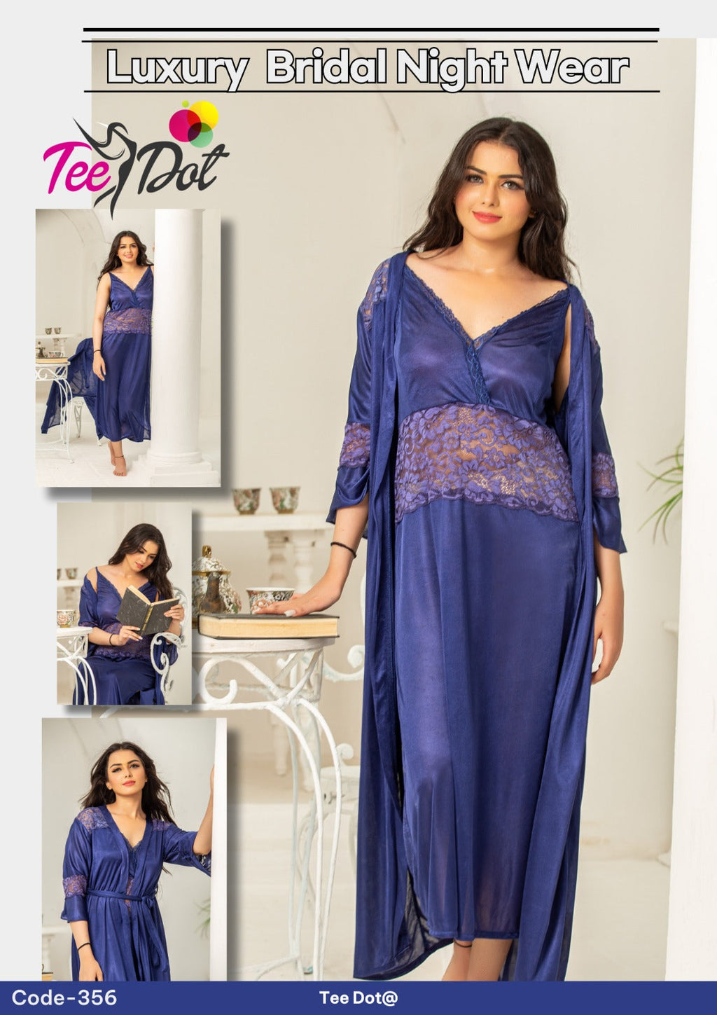 Silky Night Duo Gown & Inner 2 Piece Set | Style 356 - Aabirah Boutique