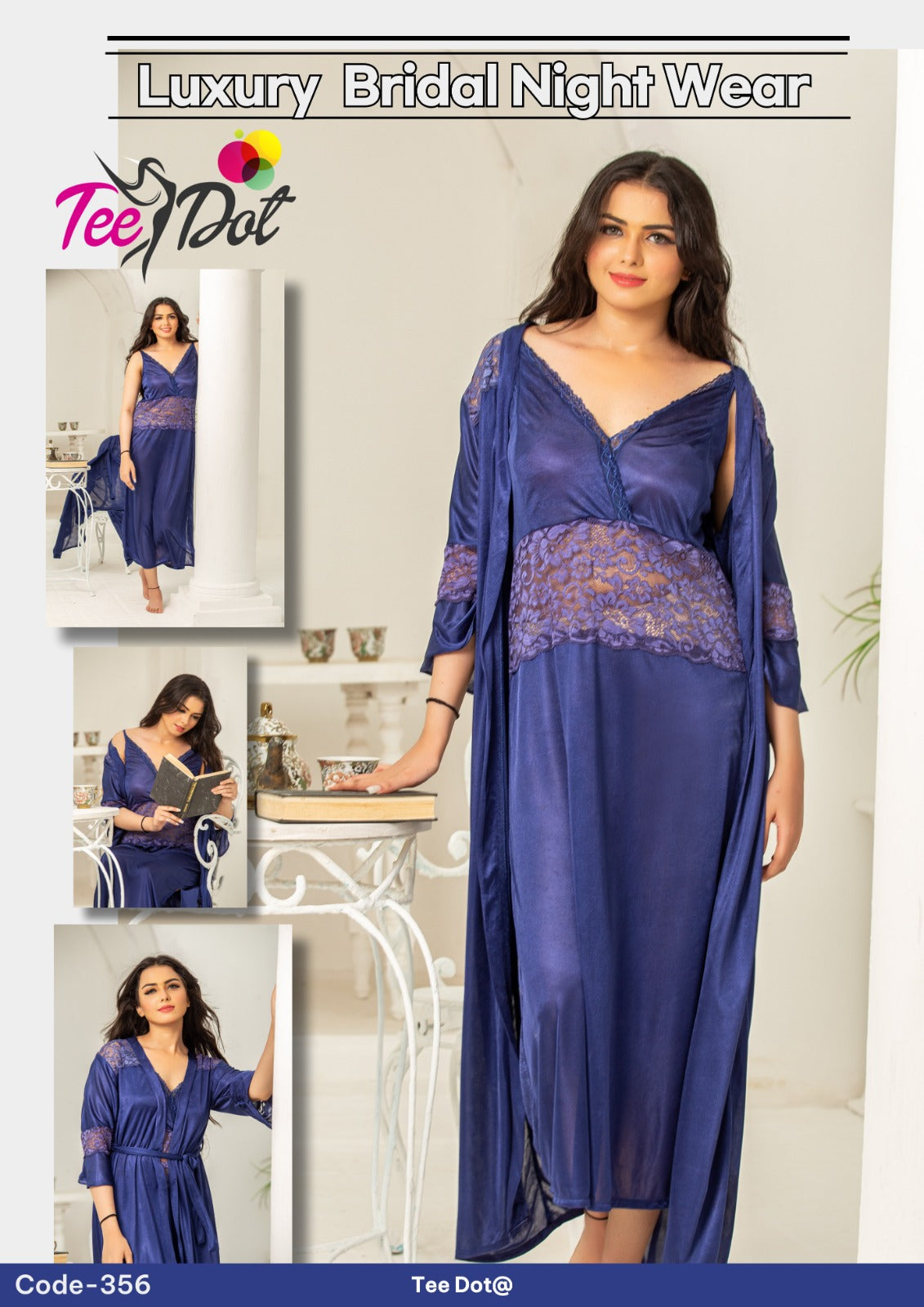 Silky Night Duo Gown & Inner 2 Piece Set | Style 356 - Aabirah Boutique
