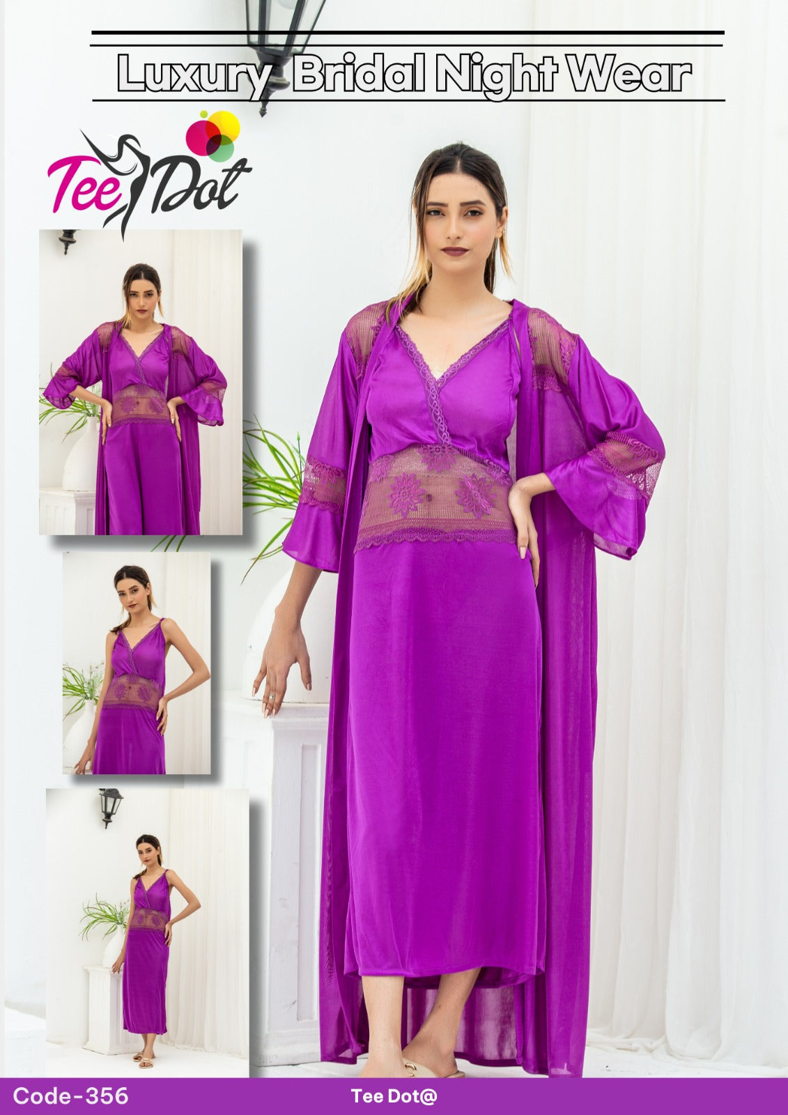 Silky Night Duo Gown & Inner 2 Piece Set | Style 356 - Aabirah Boutique
