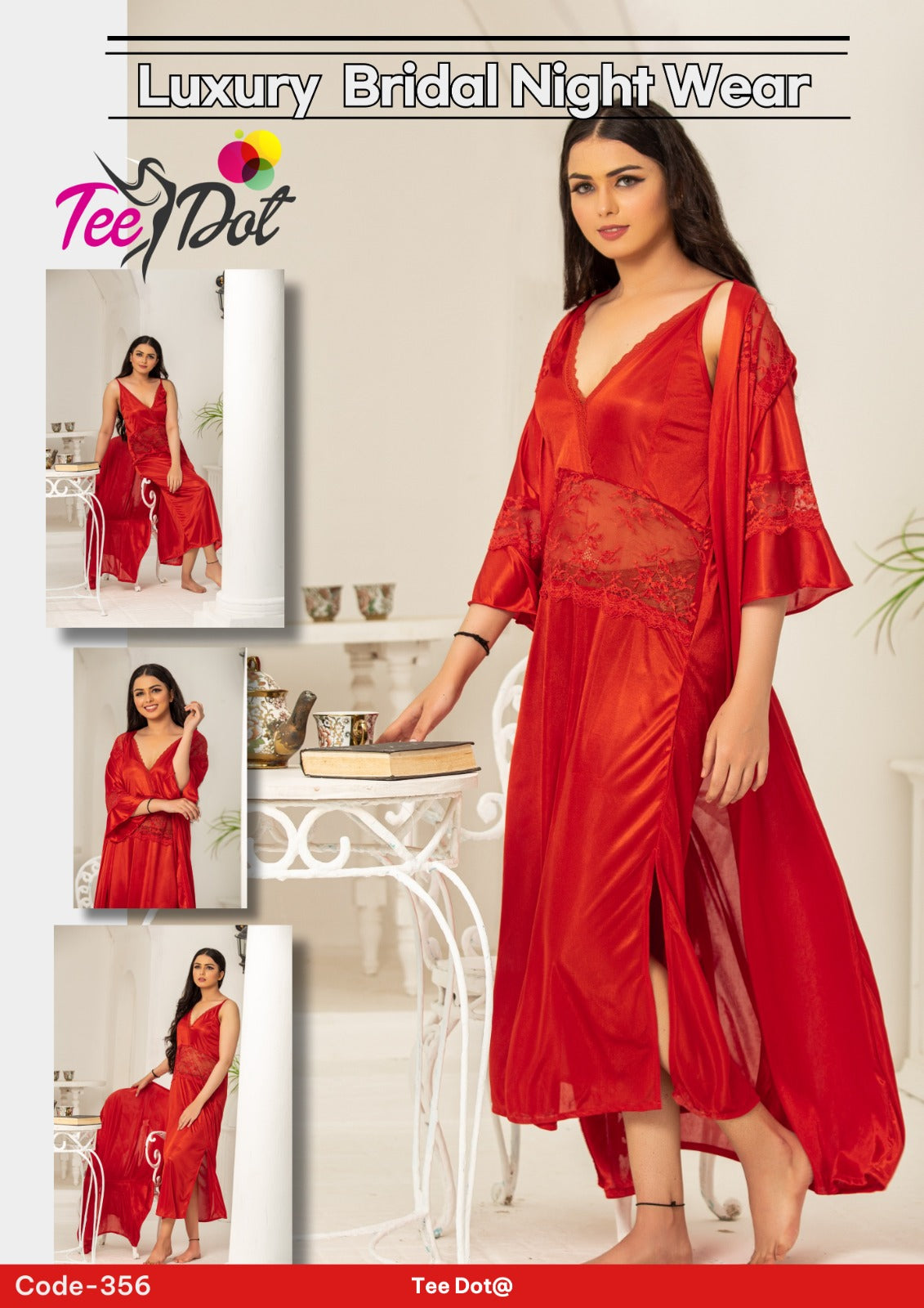 Silky Night Duo Gown & Inner 2 Piece Set | Style 356 - Aabirah Boutique