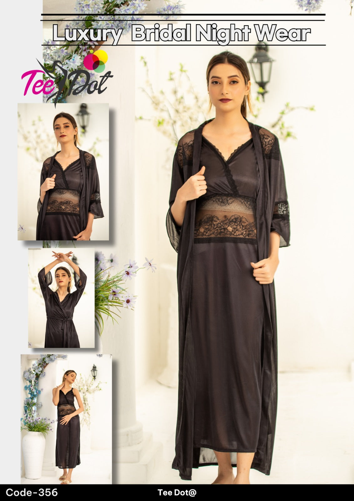 Silky Night Duo Gown & Inner 2 Piece Set | Style 356 - Aabirah Boutique