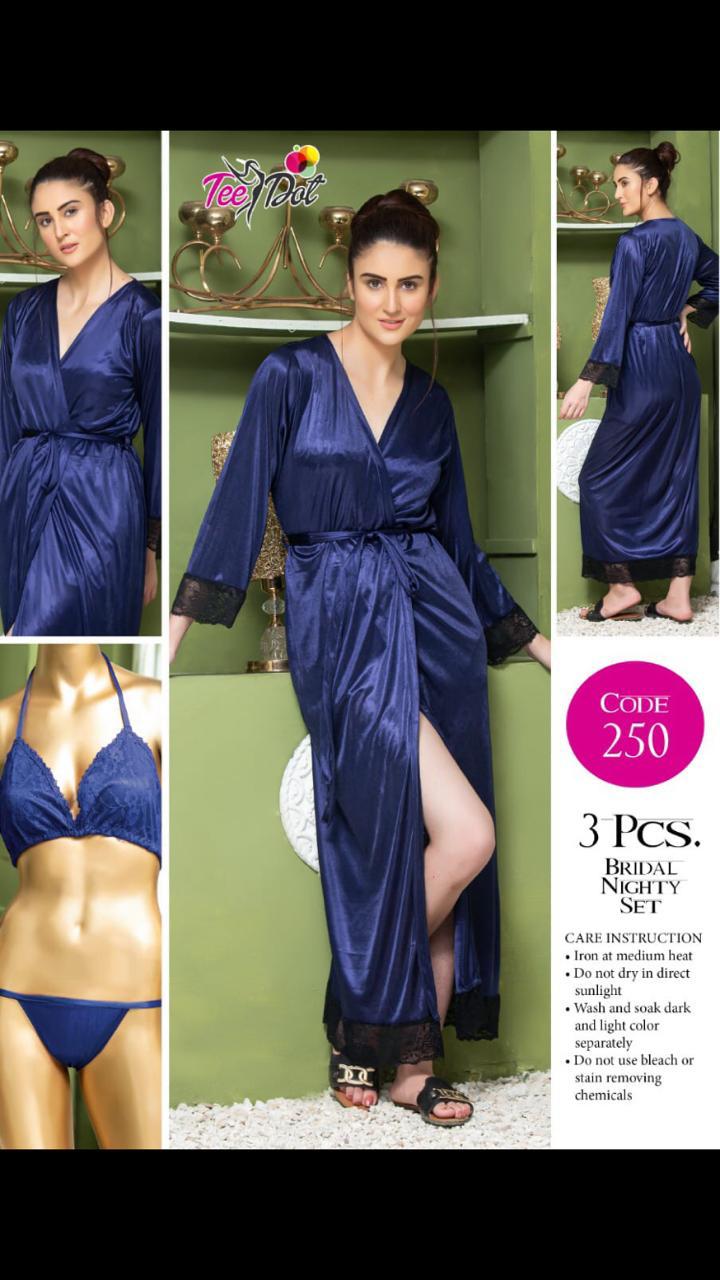 3pcs Bridal Nightwear Long Gown & Bikini Set-TeeDot - Aabirah Boutique