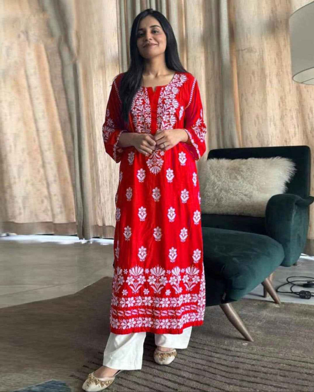 Indian Lawn Embroidered Kurti