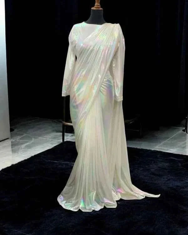 Rainbow Moonlight Saree Stitched By Aabirah Boutique