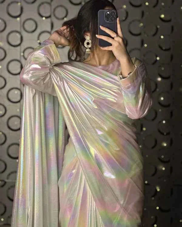 Rainbow Moonlight Saree Stitched By Aabirah Boutique