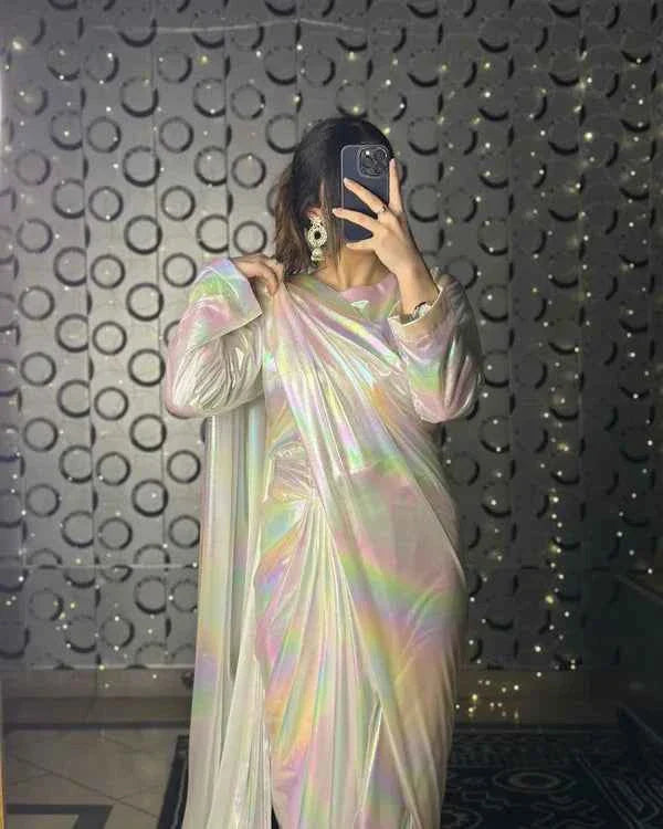 Rainbow Moonlight Saree Stitched By Aabirah Boutique