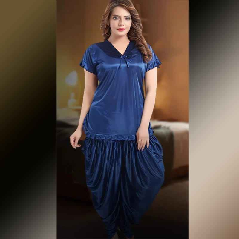New Patiyala Style 2Pcs Silk Comfortable Night Suit