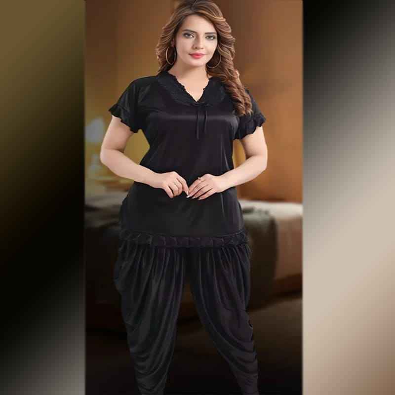 New Patiyala Style 2Pcs Silk Comfortable Night Suit