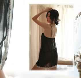 Elegant Lace Trim Sheer Nightdress Set with Robe – Style 35235